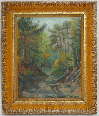 Lesní zákoutí, olejomalba sign. MAREK
