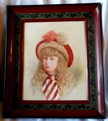 Dívka v klobouku, secesní rám, Viktor Oliva