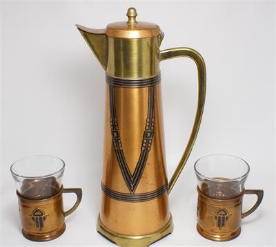 Geometrická secese nápojová souprava Gebrüder BING Německo