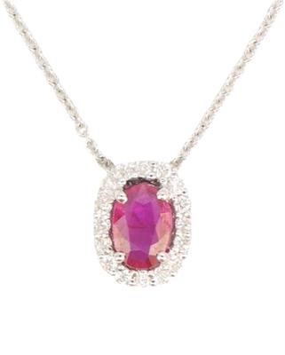 Zlatý náhrdelník s diamanty a rubínem