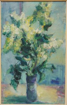 Zátiší "Bílý šeřík" - Břetislav POLIŠENSKÝ olejomalba