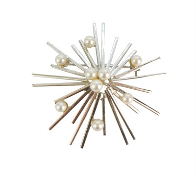 Zlatá brož s perličkami