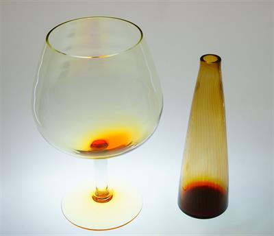 Velká číše a váza na jeden květ  Jan GABRHEL, sklárna CHLUM