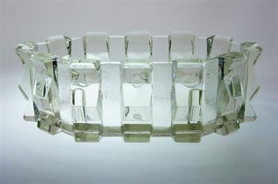 Velká kubistická žardiniera z čirého skla