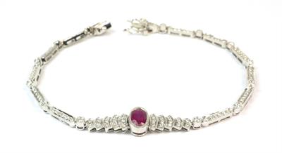 Zlatý náramek s rubínem a brilianty 0,55 ct