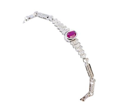 Zlatý náramek s rubínem a brilianty
