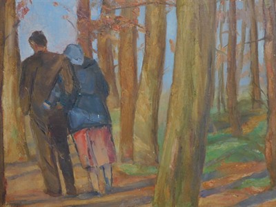 JAN RAMBOUSEK - DVOJICE V LESE, olej
