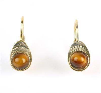 Stříbrné náušnice s tygřím okem