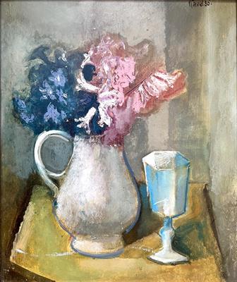 Šavel: Kubistické zátiší s květinou ve džbánu a pohárem