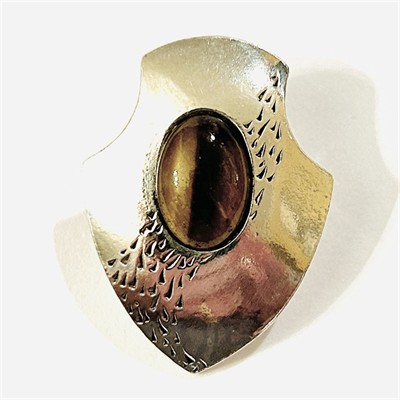 Stříbrná spona na šátek s tygřím okem