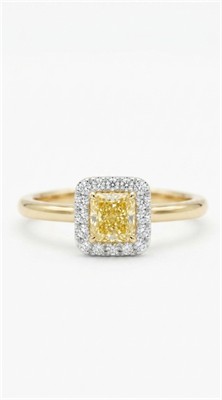 Investičný prsteň s raritným Fancy Vivid Yellow diamantom