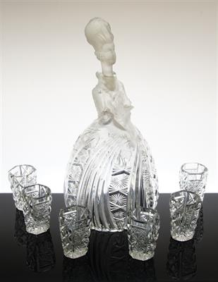 Dáma v šatech - luxusní likérová souprava, styl Art - Deco