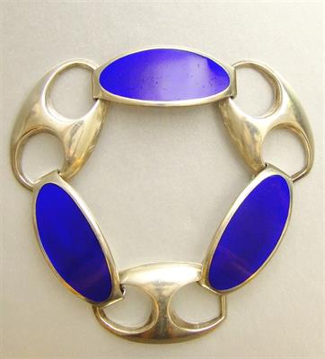 925 Ag náramek s modrým smaltem, 67,2 g