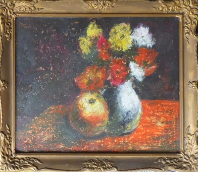 Ján Mudroch - Zátiší s květinami a jablkem