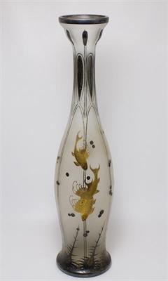 Secesní váza dekor zlaté ryby styl Chinoiserie  C. GOLDBERG