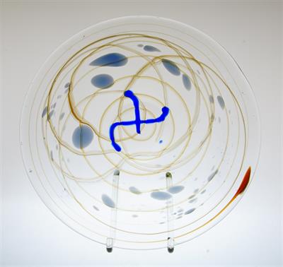 Mísa - masivní hutní sklo, zatavený dekor ÚUŘ Škrdlovice