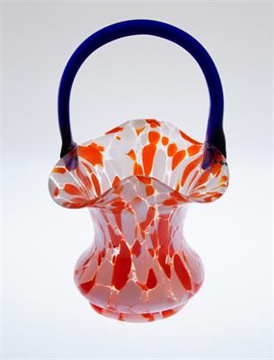 Secesní košík z hutně tvarovaného skla - barevné Tango sklo