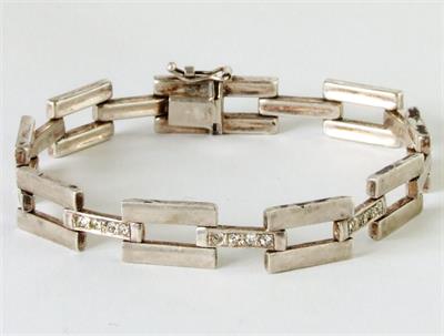 925 Ag náramek s čirými kamínky, btto 14 g