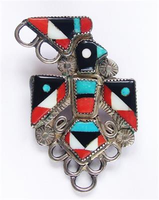925 Ag brož s barevnými kameny, Mexico
