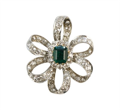 Briliantový závěs se smaragdem