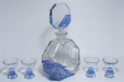 Broušená likérová souprava ART - DECO, Heinrich HOFFMANN