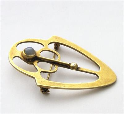 Secesní 900 Ag brož s měsíčním kamenem Mondstein