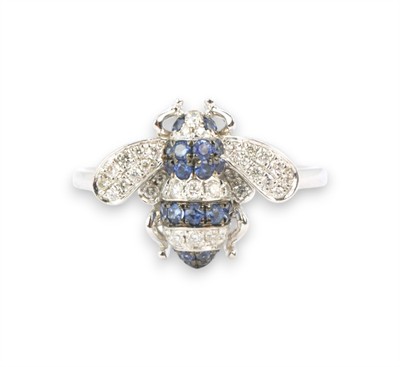 Zlatý prsten se safíry a brilianty