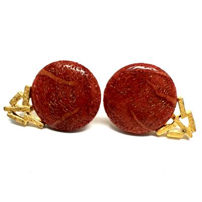 Náušnice s červeným korálem ze zlaceného stříbra