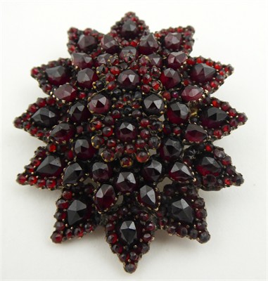 Medailon - brož s velkými českými granáty