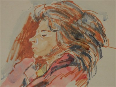 JAN RAMBOUSEK - SPÍCÍ ŽENA a DÍVKA, 2 akvarely