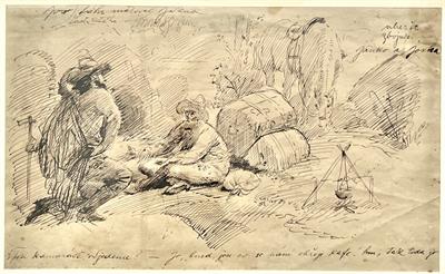 Jakub Obrovský: Zbojníci (perokresba z r. 1911)