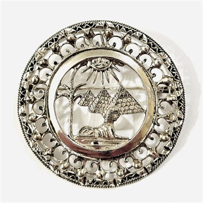 Stříbrná starožitná brož/přívěšek s egyptskými motivy