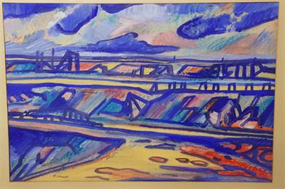 Povrchový důl - industriální krajina Josef FAFEK SOLAN 1975