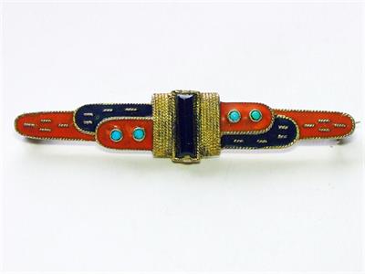 FAHRNER art deco brož s barevnými smalty