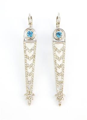 Zlaté náušnice se safíry a briliantky