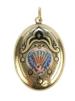 Starožitný pozlacený medailon se smaltem