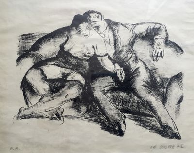 Dvě grafiky - Erotický motiv a Na závodišti