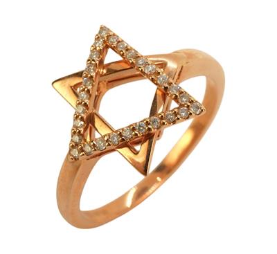 Zlatý prsten ve tvaru hvězdy s brilianty