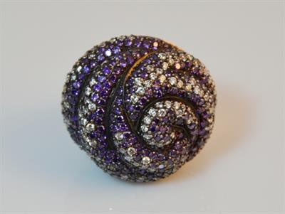 STŘÍBRNÝ PRSTEN  KVĚT - TURMALÍNY