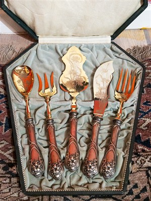 Secesní stříbrné předkládací příbory