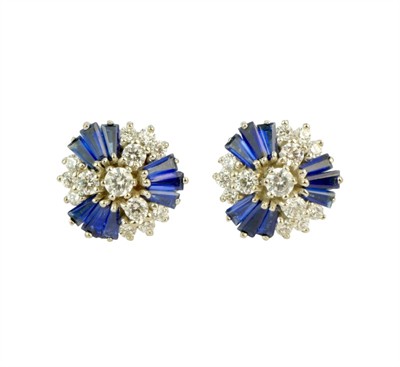 Zlaté náušnice s brilianty a safíry