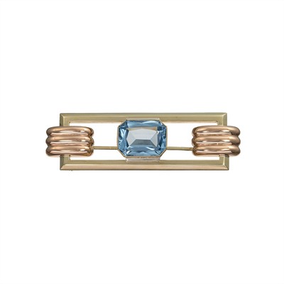 Zlatá brož se spinelem Art Deco