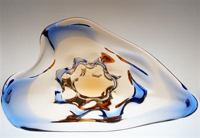 Veliká mísa z hutního skla soubor NIAGARA Fr. ZEMEK Mstišov