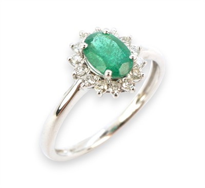 Zlatý prsten se smaragdem a brilianty