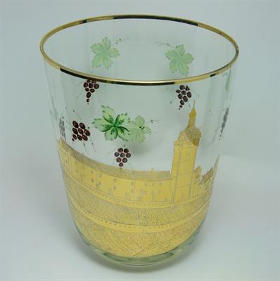 Mělnický zámek - velká váza zlacená, lept a malovaný smalt