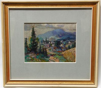 Horská vesnička v Beskydech - Ludvík DOBEŠ, olejomalba