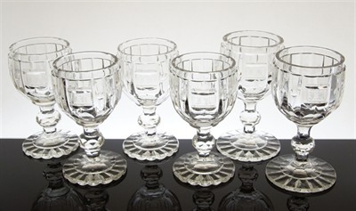 Sada bohatě broušených sklenic, monogr. J. K. - Biedermeier