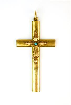 Stříbrný křížek s tyrkysem