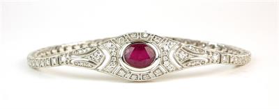 Zlatý náramek s brilianty a rubínem