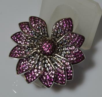 STŘÍBRNÝ PRSTEN VELKÝ KVĚT - TURMALÍNY